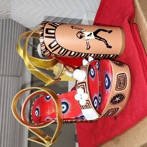 CHRISTIAN LOUBOUTINMovida Athina Printed Red Sole Platform Sandals